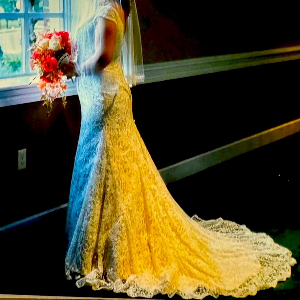 Beautiful only worn once the shoes are a size 7 will sell with if they fit you